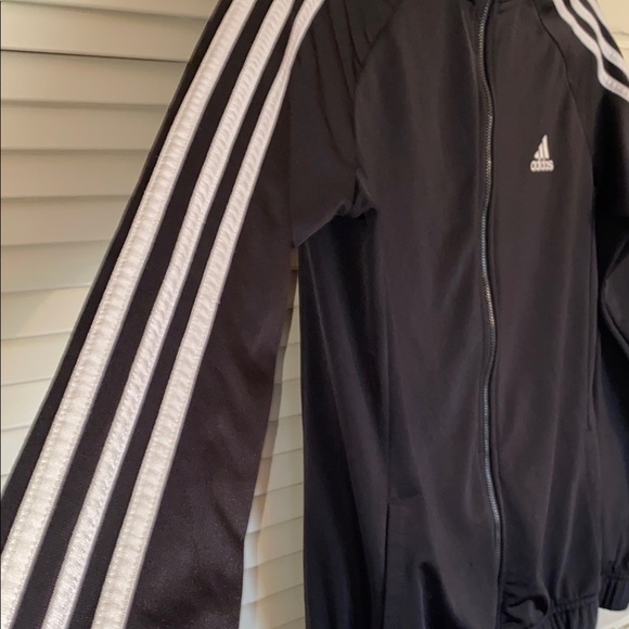 Adidas Black Jacket with White Stripes - Picture 3 of 7